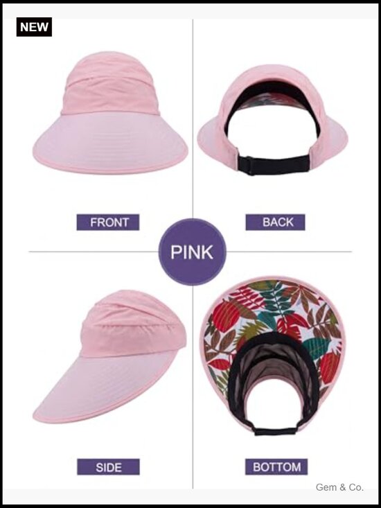 2pk Wide Brim Sun Visor Hats UV Protection Foldable Beach Hat main image 5